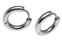 Kikuchi Damen Herren Klassische Ohrringe Klapp- Creolen Titan- Edelstahl Tube Huggies Silber Glanz 3 mm / 16 mm Ø ERTS019 von KIKUCHI JEWELRY