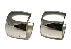 Kikuchi Damen Herren klapp Creolen Titan- Edelstahl klassische Ohrringe 10mm Extra-Breit Silber Glänzend ERTS016 von KIKUCHI JEWELRY