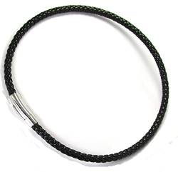 Kikuchi Herren Lederhalsband Edelstahl Verschluss Leder Halskette Geflochten Schwarz 6,5mmØ/54cm HA15147 von KIKUCHI JEWELRY