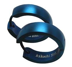 Kikuchi Unisex Ohrringe Klapp-Creolen Ohrstecker Blau Matt Edelstahl 4,8mm / 18mmØ ER15154 von KIKUCHI JEWELRY