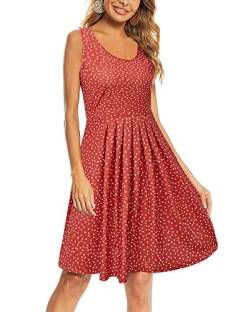 KILIG Sommerkleid Damen Strandkleid Midi Ärmellose Kleid Sommer Leicht Blumenkleid Freizeitkleid (Floral 17,L) von KILIG