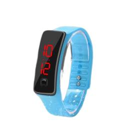 KIMISS Kinderuhr Jungen Led Uhr Sport Silikonband Digital 12-Stunden-Zifferblatt Elektronische Anzeige Armbanduhr Uhr (hellblau) von KIMISS