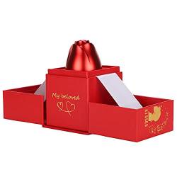 KIMISS Rote Rose-Schmuckschatulle, Rote Rose mit Halskette, Schmuck, Halskette, Rosen-Blumenbox für Valentinstag, Ringe, Halsketten, Ohrringe, Geschenkbox von KIMISS
