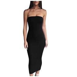 Miederkleid Damen Unterkleid Ärmelloses Unterröcke Formende Kleid Umwickeltes Brustkleid Einfarbig Frauen Sommerkleid Strandkleid Minikleid Abendkleider Partykleid Ballkleider (Schwarz, M) von KIMODO Bekleidung