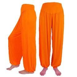 KIMODO® Damen Lose Elastische Haremshose Yoga Sport Tanz Pumphose Weiche Hose Einfarbig Freizeit Jogginghose Pants Große Größen (Orange, 3XL) von KIMODO Damen Hosen