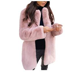 KIMODO Damen Flaumig Verdicken Mantel Flaumig Warme Outwear Elegant Winter Chic Plüsch Jacke Lange Parka Overcoat Winterjacke Mode Lang Teddy-Fleece Coat Elegant Warm Fellmantel(Rosa-b，L) von KIMODO