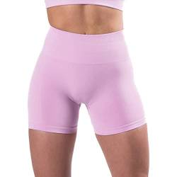 KIMODO Kurze Leggings Damen Push Up Booty Sport Shorts High Waist Seamless Scrunch Butt Sportleggins für Gym Fitness Workout Yoga Bauchweg Kurze Sporthose Hotpants für Yoga Gym(Rosa-a,S) von KIMODO