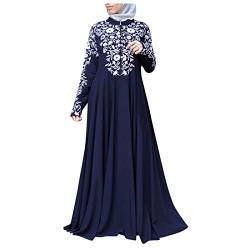 KIMODO Moslemischer Robe Moroccan Kaftan Frauen Maxi Lang Abaya Kleider Moroccan Langarm Gebetskleid Mantel Gewand Ethnischen Stil Übergröße Freizeitkleider Abendkleid (B-Blau, 5XL) von KIMODO