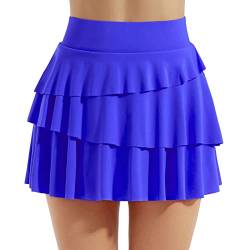 KIMODO Tennisrock Damen Golf Skort Mit Hose, Rock Damen Sommer kurz Sportrock Mit Hose, Faltenrock Laufrock Minirock Mit Shorts Sport Skirt Für Fitness Workout Running Hockey(Blau,M) von KIMODO