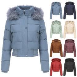 KIMODO Winterjacke Damen Kurze Daunenjacke Mantel Teenager Mädchen Jacke Langarm Warm Winddicht Stehkragen Winterjacke Steppjacke Parka(RD2，L) von KIMODO