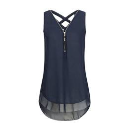 Kimodo 2018 T Shirt Blusen Tank Top Damen Camisole Sommer Lose Weste Freizeithemd Bluse Schwarz Blau Rosa Große Größe (S, A-Blau) von KIMODO