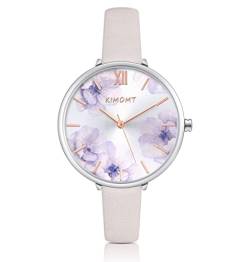 KIMOMT Damen-Armbanduhr, Leder, Quarzuhr, wasserdicht, modische Armbanduhr für Damen, Mädchen (Pink (707)) von KIMOMT