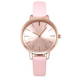 KIMOMT Damen-Uhren, Lederband, luxuriös, Quarz, wasserdicht, modisch, kreative Armbanduhr für Damen, Mädchen (Rosa-Roségold) von KIMOMT