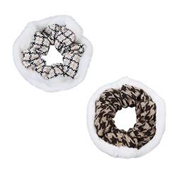 2 Stück Haargummis für Mädchen, Pelziges Weiches Künstliches Kaninchenfell Scrunchies Set Haargummi Scrunchies Haarschmuck für Frauen, Mädchen, Dickes Haar (Boho-Stil) von KINBOM