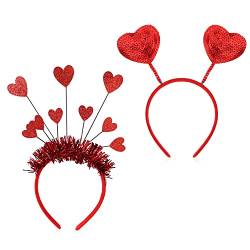 2 Stück Herz Stirnband am Valentinstag, rotes Amor-Herz-Stirnband für Valentinstag, Party, Requisiten, Urlaub, Hochzeit, Geburtstag, Kostümzubehör von KINBOM