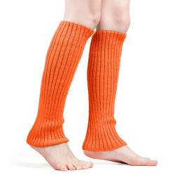 Beinwärmer, Weich 80er Jahre Beinwärmer Mode Gerippte Beinwärmer Elastisch Beinwärmer Mädchen 80er Jahre für Cosplay Kostüm Weihnachten Party Sport Yoga (Orange) von KINBOM