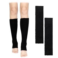 KINBOM 1 Paar Beinlinge, Damen 80er Jahre Beinlinge Rippstrick-Beinlinge Beinlinge für Damen Leg Warmers für Party Tanz Sport Yoga Zubehör (Schwarz) von KINBOM