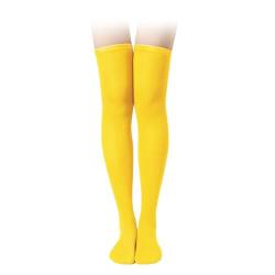 KINBOM 1 Paar Oberschenkelhohe Socken, Baumwolle Weich Kniestrümpfe Lange Strümpfe Damen Overknee für Damen Mädchen Alltagskleidung Kostüme Weihnachts-Cosplay (Gelb) von KINBOM