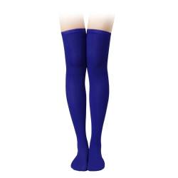 KINBOM 1 Paar Oberschenkelhohe Socken, Baumwolle Weich Kniestrümpfe Lange Strümpfe Damen Overknee für Damen Mädchen Alltagskleidung Kostüme Weihnachts-Cosplay (Königsblau) von KINBOM