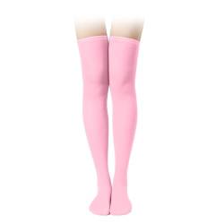 KINBOM 1 Paar Oberschenkelhohe Socken, Baumwolle Weich Kniestrümpfe Lange Strümpfe Damen Overknee für Damen Mädchen Alltagskleidung Kostüme Weihnachts-Cosplay (Rosa) von KINBOM