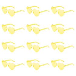 KINBOM 12 Stück Herzförmige Randlose Sonnenbrille, Liebesherz Transparent Getönte Sonnenbrille Rahmenlose Bonbonfarben Brille für Frauen Party Cosplay (Orange) von KINBOM