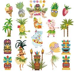 KINBOM 8 Blätter Temporäre Tattoos Aufkleber, Temporäre Tattoos Kinder Hawaiian Luau Geburtstagsparty Dekorationen Hawaiian Tattoos Sommer Pool Tropen Partyzubehör für Jungen Mädchen Erwachsene von KINBOM