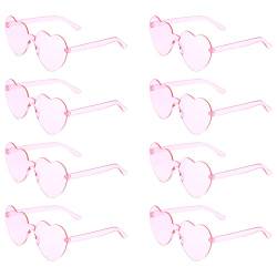 KINBOM 8 Stück Herz Sonnenbrille, Stilvoll Randlose Herzbrillen Transparent Randlose Sonnenbrille für Damen Mädchen auf Sommer Party Geburtstagsfeier Junggesellenabschied (Rosa) von KINBOM