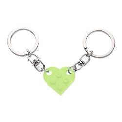 KINBOM Schlüsselanhänger Herz Set, 2 Stück Schlüsselanhänger Herz für Zwei Heart Keychain Paar Schlüsselanhänger Valentinstagsgeschenk für Freundin Freund (Hellgrün) von KINBOM