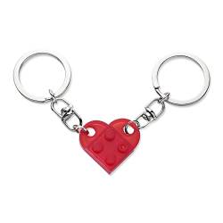 KINBOM Schlüsselanhänger Herz Set, 2 Stück Schlüsselanhänger Herz für Zwei Heart Keychain Paar Schlüsselanhänger Valentinstagsgeschenk für Freundin Freund (Transparent Rot) von KINBOM