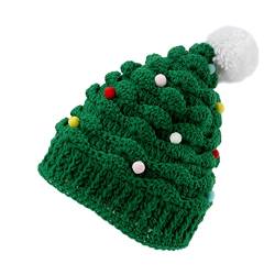 KINBOM Weihnachtsbaum Mütze, Süß Unisex Weihnachtliche Mütze Strickmütze Beanie Mütze Grün Weihnachten für Damen Herren Erwachsene Party Alltag von KINBOM