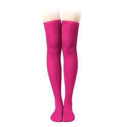 Oberschenkelhohe Socken, 65cm Lang Weich Kniestrümpfe Lange Strümpfe für Damen Mädchen Alltagskleidung Festival Halloween Weihnachten Kostüm Cosplay (1 Paar, Rosenrot) von KINBOM