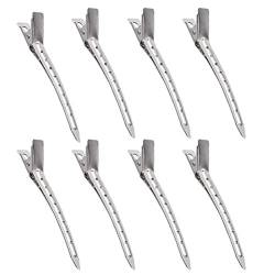 KINDOYO 3,5 Zoll Entenschnabel-Haarspangen - Silber Haarclip Metall Haaralligator Lockenclip Krokodilclip Haarstyling DIY Clip mit Löchern - 8PCS von KINDOYO