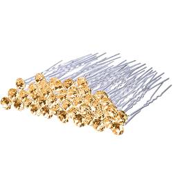 KINDOYO Strass Haarspangen - Braut Hochzeit Haarknoten Pins U-förmige Haarnadeln Haarstyling Clip für Frauen Mädchen Bräute - Gelb (30PCS) von KINDOYO