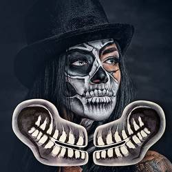 KOH 2 PAAR Tattoo Halloween Skull I Fastnacht I Karneval I Totenkopf Make Up I Halloween Damen Kostüme I temporäres Gesichtstattoo von KING OF HALLOWEEN.DE