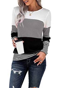 KINGFEN Sweatshirt Damen Oversized Langarm Pullover Sweatshirt Herbst Frauen Pullis Bekleidung Rollkragenpullover Damen Lang Tunika Grau S von KINGFEN