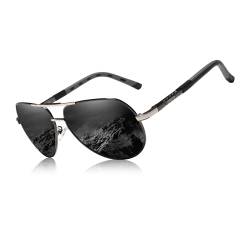 KINGSEVEN Klassische Militär Pilotenbrille Polarisierte Sonnenbrille für Herren Damen, Vintage Retro Style UV Blocking NK725 (Gray Black) von KINGSEVEN K7