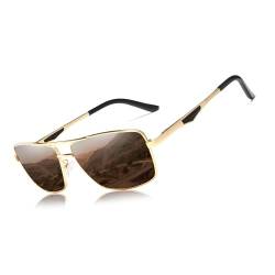 KINGSEVEN 2023 Marke Klassische quadratische polarisierte Sonnenbrille Herren Driving Männliche Sonnenbrille Brille UV-Blockierung Oculos N7906 (Braun) von KINGSEVEN