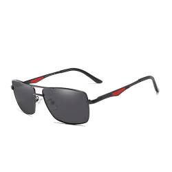 KINGSEVEN 2023 Marke Klassische quadratische polarisierte Sonnenbrille Herren Driving Männliche Sonnenbrille Brille UV-Blockierung Oculos N7906 (Rot Grau) von KINGSEVEN