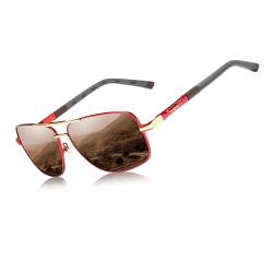 KINGSEVEN 2023 Marke Männer Aluminium Sonnenbrille HD Polarized UV400 Spiegel Männer Sonnenbrille Frauen für Männer Oculos de sol N724 (Rot Braun) von KINGSEVEN