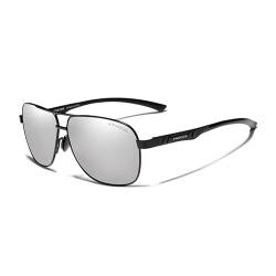 KINGSEVEN 2023 Marke Männer Aluminium Sonnenbrille Polarisierte UV400 Spiegel Männliche Sonnenbrille Frauen für Männer Oculos de sol (Schwarz Silber) von KINGSEVEN