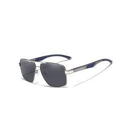 KINGSEVEN Aluminium Herren Sonnenbrille Polarisierte Linse Marke Design Bügel Sonnenbrille Beschichtung Spiegel Brille Oculos de sol 7719 (Pistole Grau) von KINGSEVEN