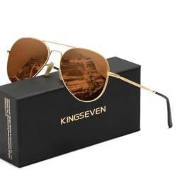 KINGSEVEN Classic Polarized Sunglasses for Women Men Driving Fishing Sun Glasses UV Protection LS17-A1 (Gold brown) von KINGSEVEN