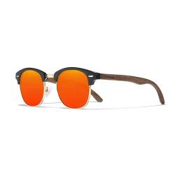 KINGSEVEN Handgefertigte 2023 Sonnenbrille aus schwarzem Walnussholz Männer polarisierte UV400-Schutz halbrandlose Retro-Brillen Frauen Oculos (Rot) von KINGSEVEN