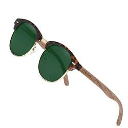 KINGSEVEN Holz Halbrandlose Polarisierte Sonnenbrille Herren & Damen Brillen Klassisches Retro Vintage Design N5516 (Grün) von KINGSEVEN