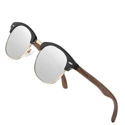 KINGSEVEN Holz Halbrandlose Polarisierte Sonnenbrille Herren & Damen Brillen Klassisches Retro Vintage Design N5516 (Silber) von KINGSEVEN