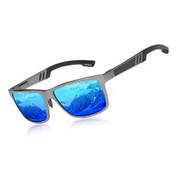 KINGSEVEN Männer Polarisierte Sonnenbrille Aluminium Magnesium Sonnenbrille Fahren Gläser Rechteck Shades Für Männer Oculos masculino Männlich (Grau Blau) von KINGSEVEN