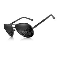 KINGSEVEN Männer Vintage Aluminium polarisierte Sonnenbrille klassische Marke Sonnenbrille Beschichtung Linse treibende Brille für Männer/Frauen (Schwarz Grau) von KINGSEVEN