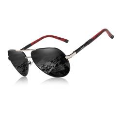 KINGSEVEN Männer Vintage Aluminium polarisierte Sonnenbrille klassische Marke Sonnenbrille Beschichtung Linse treibende Brille für Männer/Frauen (Silber Schwarz) von KINGSEVEN