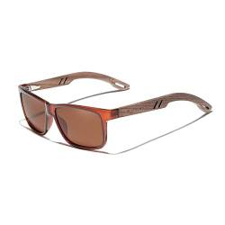 KINGSEVEN Marke Design TR90 + Walnuss Holz Handgemachte Sonnenbrille Männer Polarisierte Brillen Zubehör Sonnenbrille Verstärktes Scharnier (Braun) von KINGSEVEN