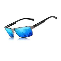 KINGSEVEN Mode Photochrome Sonnenbrille Männer Frauen Polarisierte Piloten-Sonnenbrille Quadratische Blendschutz-Fahrbrille UV400 (Pistole Blau) von KINGSEVEN